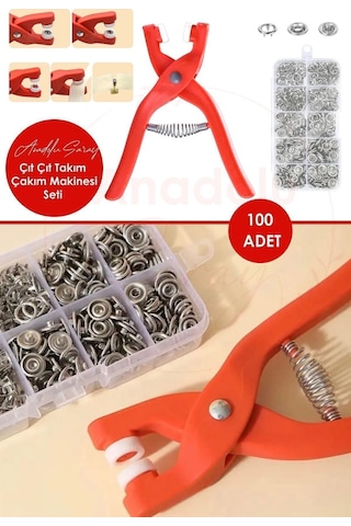 Anadolu Saray Pratik Çıt Çıt Takma Çakım Makinesi Takım Seti 9.5 MM Çıt Çıt Takma Seti 100'lü