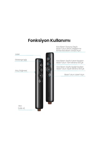 Ugreen Lazer Presenter 2.4GHz Kablosuz Sunum Kumandası