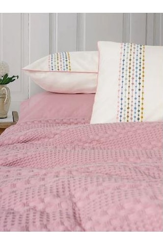Tek Kişilik Pike Takımı Aura Pebble Pembe Pembe