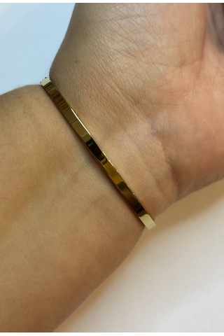 Kadın Çarpı Model Modern Çelik Bilezik Gold