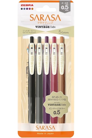 Zebra Sarasa Clip Jel Mürekkepli Kalem Vintage Set 0,5mm 5'li Set-2