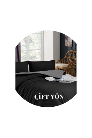 Çift Kişilik Nevresim Takımı-kolay Ütü 180x200 Gri Lastikli Çarşaf+çift Yönlü Yorgan Kılıfı+yastık Kıl Çok Renkli