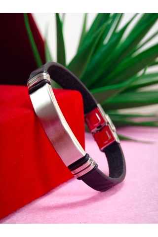 Çelik Derili Bileklik Kişiye Özel İsimli Paslanmaz Derili Çelik İsimli Bileklik 316 L Çelik Altın