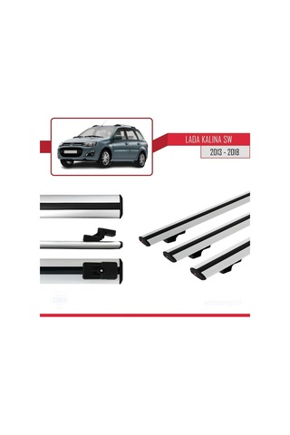Lada Kalina Sw 2013-2018 Arası İle Uyumlu Basic Model Ara Atkı Tavan Barı Gri 3 Adet