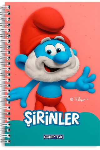 Gıpta Şirinler Karton Kapak Spiralli Not Defteri A6 80 Çizgili 1 Adet 7800 Çok Renkli