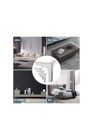 10 Cm Modern Model Metal Mobilya, Dolap, Koltuk, Tv Ünitesi Ayakları 4 Adet Robot Süpürge Krom