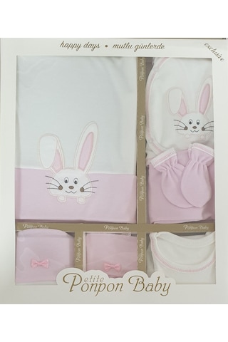 Papyon Baby Kids Petite Ponpon Baby Yenidoğan 0-3 Ay Tavşan Işlemeli Desenli 10 Pa Açık Pembe