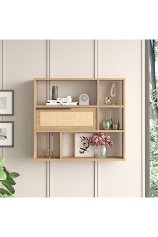 Robin Home Lidya Duvar Rafı Kitaplık Kapaklı Uv Baskı Sepet-jüt D