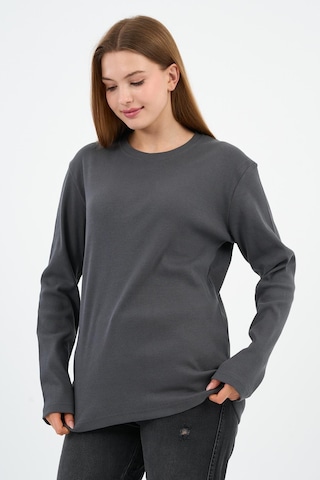 Alexander Gardi Bisiklet Yaka Likralı Uzun Kollu Kaşkorse Sweatshirt Wk25588 Antrasit