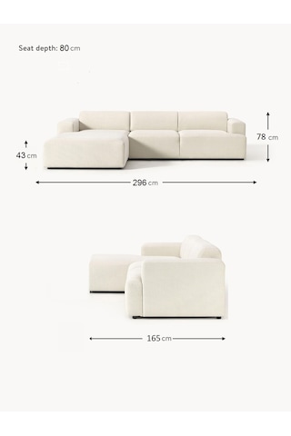 Most Mollista 3 Modül Sol Köşe Koltuk 01 Kırık Beyaz Keten Kumaş