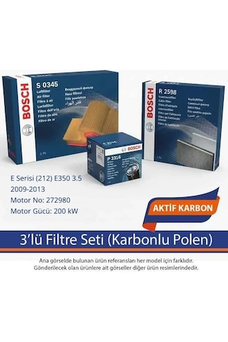 Netparset Mercedes E Serisi 212 E350 3.5 2009-2013 Bosch 3'lü Filtre Seti Karbonlu Polen -272980