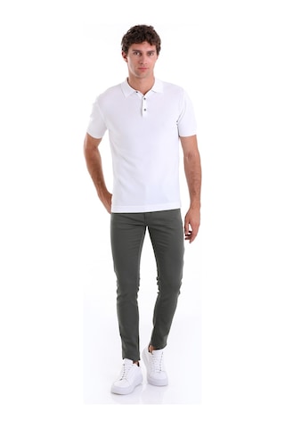 Hatemoğlu Beyaz Comfort Fit Düz Polo Yaka Rayon Triko Tişört Beyaz