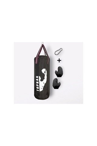 6-9 Yaş Boks Torbası 50cm Çocuk Boks Torbası Eldiven+karabina Hediyeli Siyah