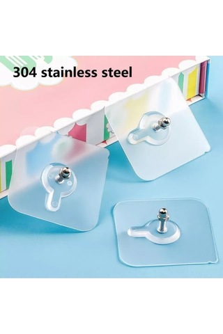 10 Adet Süper Güçlü Çerçeve Askısı Pin Delgisiz Vidalı Tırnak Kanca Yapışkanlı Raf Tutucu Askı Şeffaf