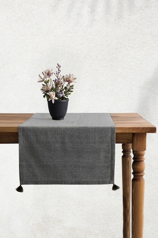 Selendi Runner Siyah Masa Örtüsü