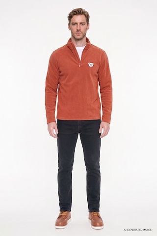 Ac&Co / Altınyıldız Classics Erkek Acıkahve Anti-pilling Tüylenme Yapmayan Soğuk Geçirmez Standart Fit Bato Yaka Sweatshirt Polar