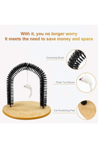 Vkemall Kedi Otomatik Masaj Ve Kaşıntı Alatı - Kedi Yırtıcı Tırmık, Pijama Malzeme, Kedi Nane Dahil, Yükseklikli Kedi Aracı