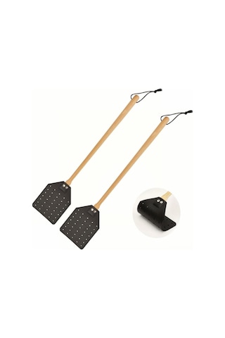 Fosenze 2 Adet Siyah Deri Sinice Vurucu, Uzun Ahşap Saplı, Dayanıklı Kumaş, Uygun Tutuş, Ev Ve Bahçe İçin Uygun Siyah