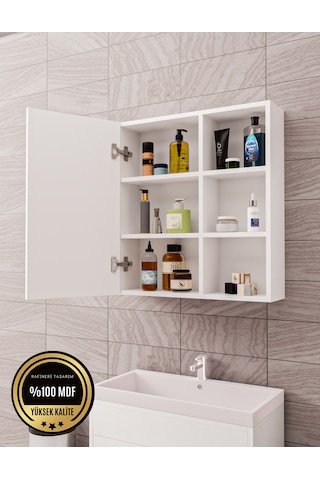 Dalin Tek Kapak Aynalı Banyo Dolabı Beyaz