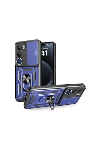 Nihcase Vivo Y19s Kılıf Magnetik Standlı Kamera Korumalı Slide Sürgülü Cover Kapak