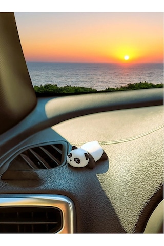 1 Adet Mini Panda Araç İçi Aksesuar Torpido Süsü Araba Dikiz Aynası Süsü Dekoratif Obje