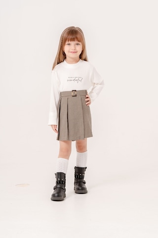 Smile Kids Wonderful Baskılı Şort Etekli Kız Takım Beyaz
