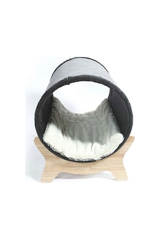 M-pets Tunnel Elevated Ahşap Ayaklı Kedi Yatağı Gri 47x47x26 Cm 244-54030.01
