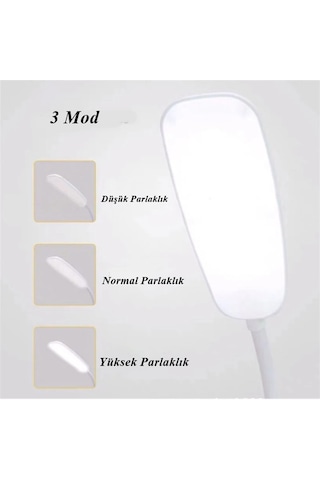 Şarjlı Masa Lambası Dokunmatik Düğmeli 3 Mod 18 Led Beyaz Masa Lambası Beyaz
