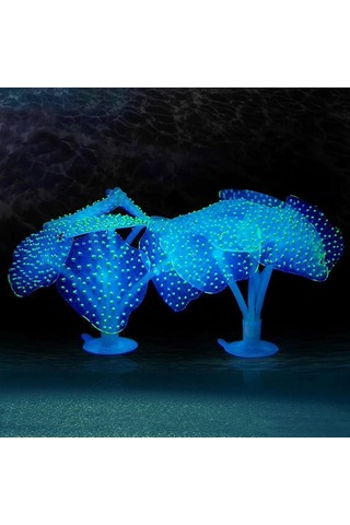 Sones Akvaryum Ürünleri Dekorasyon Silikon Simülasyon Floresan Vantuzlu Denizanası, Boyut: 10 10 9cm Yeşil