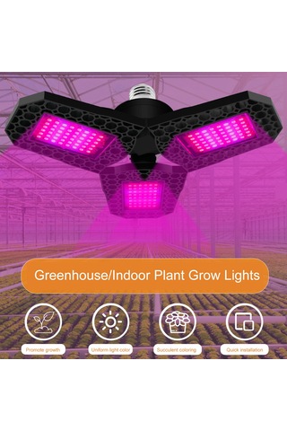 Xindoker Katlanabilir Kırmızı Ve Mavi Led Bitki Büyütme Lambası - 3 Yaprak Askılı 144 Led Diğer