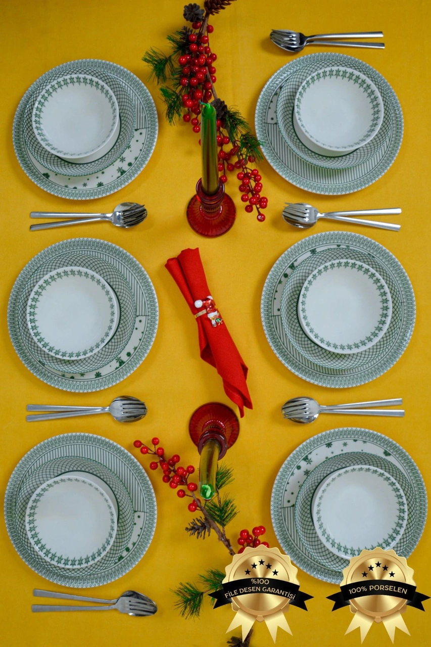 Kartanem 18 Parça 6 Kişilik Porselen Yemek Takımı Çok Renkli