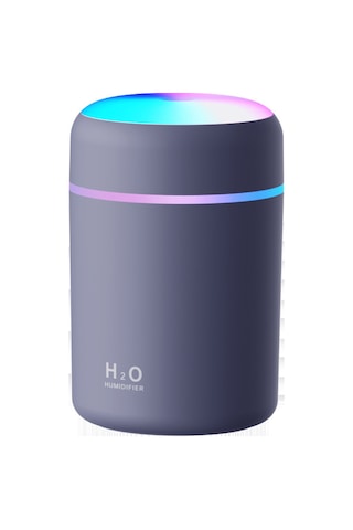 Moveevo Oto Hava Nemlendirici Aromaterapi İçin Küçük Boylu Usb Şarjlı 220ml Nano Buhar Atomizasyonu Renkli Işık Özelliği Gri