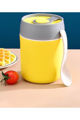 304 Çelik Yemek Mama Saklama Kabı cin560sr Sarı 500 ML Sarı