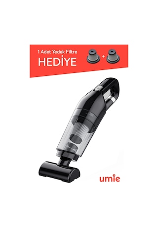 Umie Els24 Emiş Kablosuz Şarjlı Taşınabilir Type-c Ev Ve Araç El Süpürgesi 6000pa Siyah 50w 400 Mah
