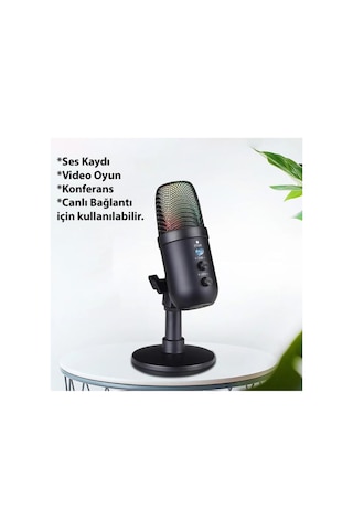 Profesyonel Kardioid Rgb Oyuncu Podcast Mikrofonu Kablolu Stüdyo Kayıt Mikrofonu, Yayın & Oyun Uyumlu