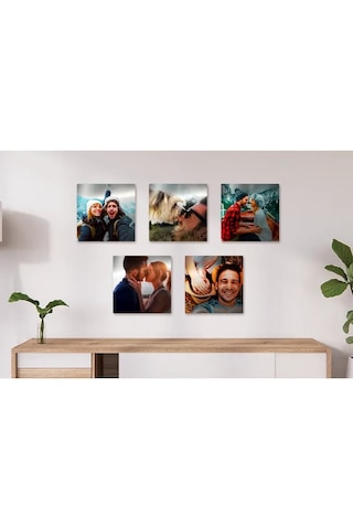 Premium Kişiye Özel 4 Adet Metal Poster Tablo Full Hd Kalite Baskı 15x15 Cm Çok Renkli