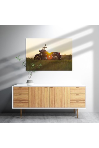 Cakasepetim Black Cruiser Motorsiklet Ve Gün Batımı Ahşap Mdf Tablo