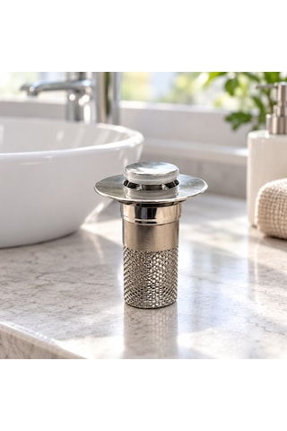 Buffer Sepet Filtreli Basmalı Lavabo Gider Süzgeci, Uzun Silindirik Filtreli Lavabo Tıpası, Saç Ve Kalıntı Toplayıcı Gid