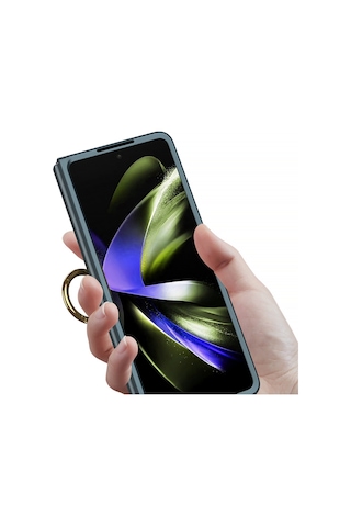 Samsung Galaxy Z Fold 5 İle Uyumlu Kılıf Yüzüklü Kamera Korumalı Mat Görünüm Telefon Kılıfı Kapak
