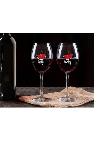 Bk Gift Kişiye Özel İsimli Renkli Baskılı 2li Şarap Kadehi Seti- 3, Şarap Kadehi Hediye Seti, Doğum Günü Hediyesi, Sevgiliye Hediye Kobitmeyen137724 B