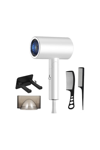 Skycity 1900w Ev Ve Seyahat Kullanıma Uygun Katlanabilir Saç Kurutucu - Akıllı Sıcaklık Kontrolü, Mavi Işık Saç Koruma, 3 Ayar Güçlü/yumuşak Rüzgar, Isı - Beyaz, Avrupa Standartı 220-240v