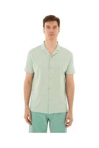 AR-MA Arma Erkek % 100 Pamuk Penye Pike Regular Fit Polo Yaka Gömlek Y25374351101 Yeşil-y2 Yeşil