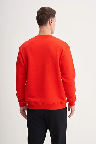 Cazador Kalın Diyagonal Dokulu %100 Pamuk 3 İplik Regular Fit Sweatshirt Kırmızı