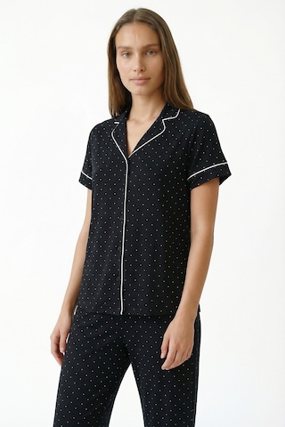 Penti Siyah Polka Dot Gömlek Pantolon Pijama Takımı