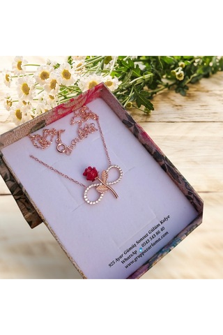 Modahilye 925 Ayar Gümüş Sonsuzluk Gül Rose Gold Kolye Rose Gold