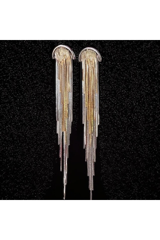 Tasarım Octopus Altın Kaplama Gold Silver Detaylı Sallantılı Sonsuzluk Tasarım Küpe Gümüş - Gold