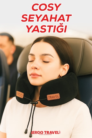 Viscofoam Cosy Ortopedik Seyahat Yastığı Visco Boyun Destekli Seyahat Yastığı - Siyah | Ergo Travel