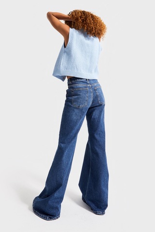 it's basic Kadın Koyu Mavi Renk 2w5-5 Mry Flare Fit Komfort Kumaş İç Boy 83cm Denim Jean