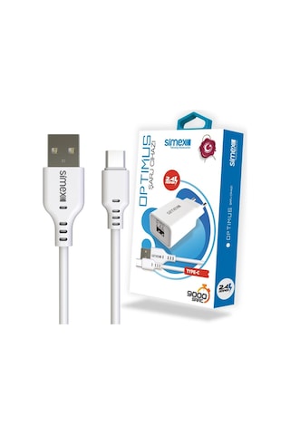 Simex Universal Type-C Sarj Seti SPS-03 Optimus 2in1 2400 mAh Beyaz