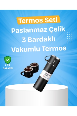 Paslanmaz Çelik Termos Seti 500 Ml Kapasite 6-12 Saat Isı Koruma Hediye Kutulu Çok Renkli